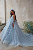 Spaghetti Strap Sweetheart Tiered Ruffle Tulle Flower Girl Dresses 693610462453