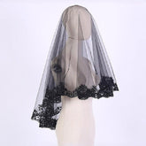 Black rose lace veil 882304078 - COCOMELODY
