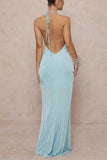 Sheath-Column Maxi Velvet Dress 968509309151 - COCOMELODY