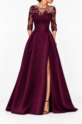 A-Line Sweep-Brush Train Silk-Like Prom Dress CS0456 - COCOMELODY