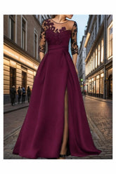 A-Line Sweep-Brush Train Silk-Like Prom Dress CS0456 - COCOMELODY