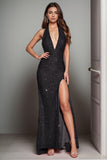 Trumpet-Mermaid Sweep-Brush Train Sequined Prom Dress CS0468 - COCOMELODY
