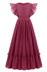 Ruffle Chiffon A-Line Junior Bridesmaid Gown B09JG8X785 - COCOMELODY