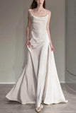 A-Line Sweep-Brush Train Luxuriant Satin Wedding Dress 697276695071 - COCOMELODY