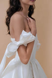 A-Line Mini Satin Little White Dress 4318813652 - COCOMELODY
