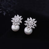 925 Silver needle shell pearl earrings 44806862656 - COCOMELODY