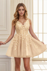A-line Short-Mini Tulle Prom Dress CS0410 - COCOMELODY