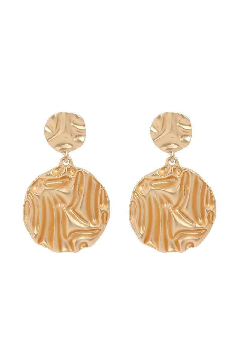 Metallic atmosphere exaggerated earrings Fashion round pattern medium long earrings 677325329302 - COCOMELODY