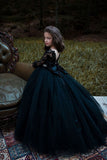 Sweetheart Illusion Neck Lace Long Sleeve Tulle Flower Girl Dresses 617804439666