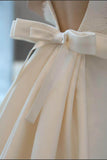 A-Line Chapel Train Satin Wedding Dress 732407195176 - COCOMELODY