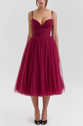 A-line Spaghetti Strap Tulle Formal Evening Dresses 854604954195
