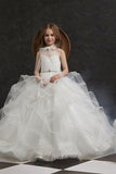A-Line Organza Tulle Sleeveless Floor Length Flower Girl Dresses 622042435493