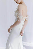 Sheath-Column Sweep-Brush Train Satin Wedding Dress 820632172851 - COCOMELODY