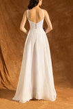 A-Line Floor Length Chiffon Little White Dress 100035 - COCOMELODY