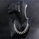 Jewelry Pearl Rhinestone Necklace Earrings 2-Piece Set 527668596787 - COCOMELODY