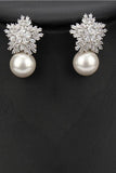 Snowflakes Shaped Pearl/Zircon Wedding Earrings/Necklace Jewelry Sets (Set of 2) 702536274457 - COCOMELODY
