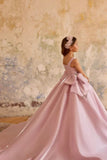 A-Line Sweep-Brush Train Satin Sleeveless Flower Girl Dresses 1024995845033