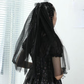 Black veil Double veil Halloween headdress bridal veil 655786515036 - COCOMELODY