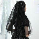 Black veil Double veil Halloween headdress bridal veil 655786515036 - COCOMELODY