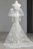 Trumpet-Mermaid Sweep-Brush Train Lace Tulle Wedding Dress795300012049 - COCOMELODY