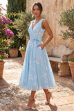 A-Line Tea Length Wedding Guest Dress 936977177647