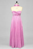 A-line Maxi Pleated Spandex Satin Formal Evening Dresses 937501662612