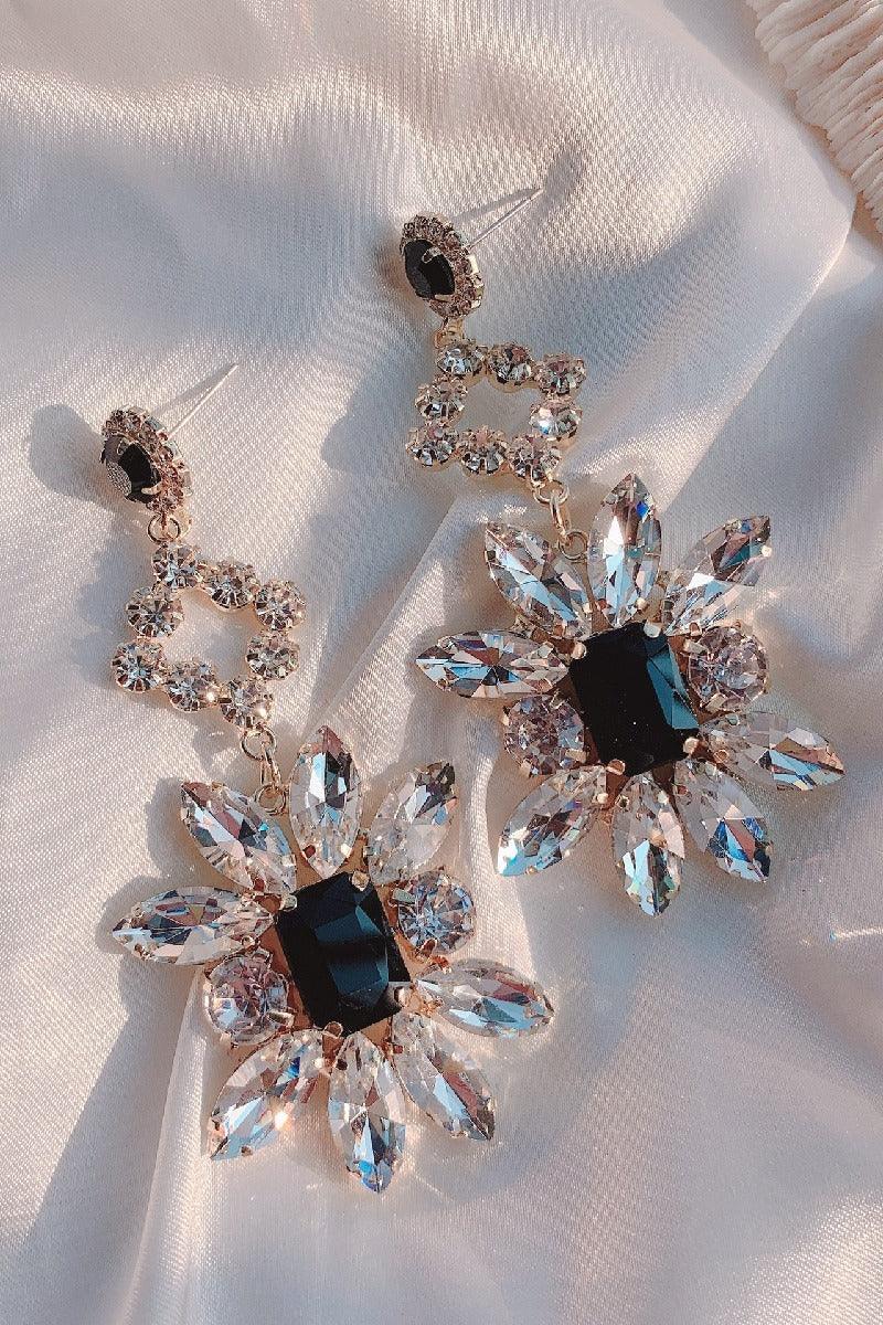 Black Jewel Earrings Crystal Exaggerated Earrings 634521961713 - COCOMELODY