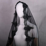 Black Bridal Veil Gothic Lace Hairless Theme Wedding 777789185173 - COCOMELODY