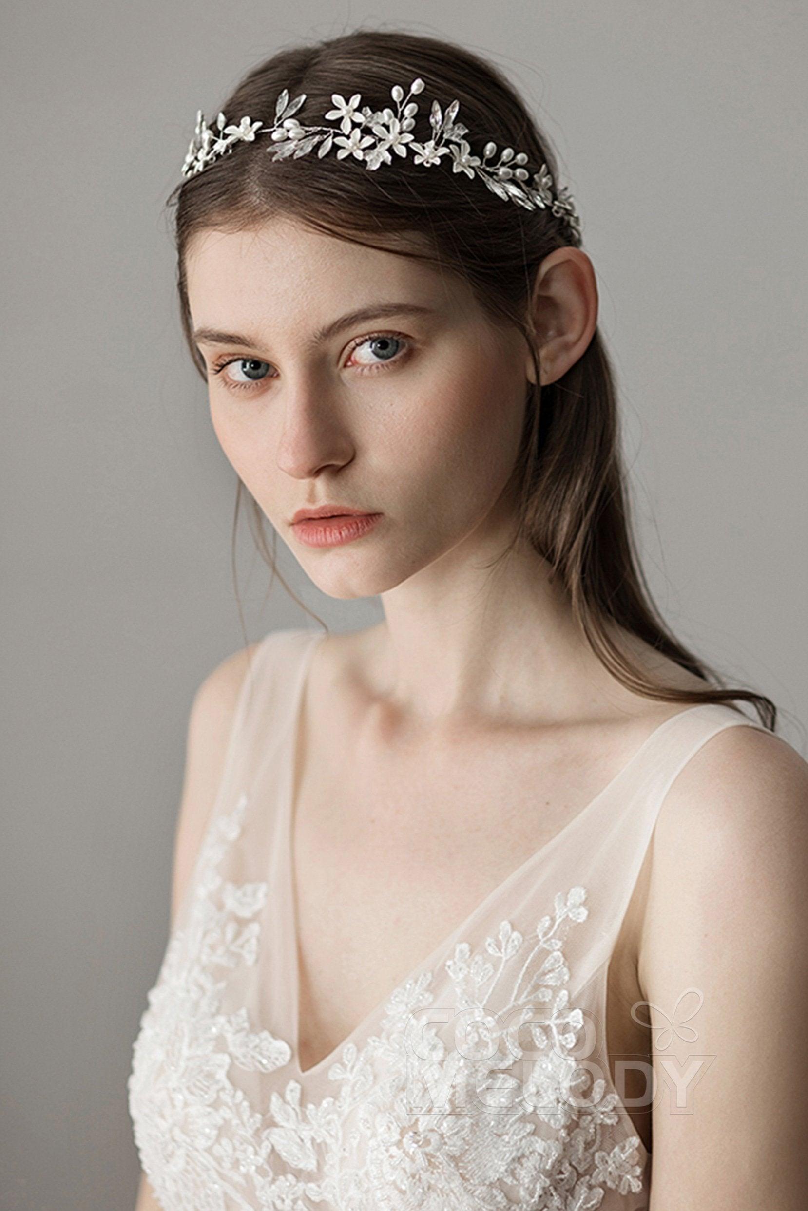 Fashion Alloy Headbands with Pearl and Crystals AH18017 - COCOMELODY