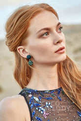 Eye-catching Crochet Wedding Earrings with Jewel HG18004 - COCOMELODY