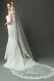 One-tier Lace Edge Tulle Chapel Veils Appliques AV160027 - COCOMELODY