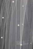 Three-tier Ribbon Edge Tulle Hip Veils with Pearls AV18009 - COCOMELODY