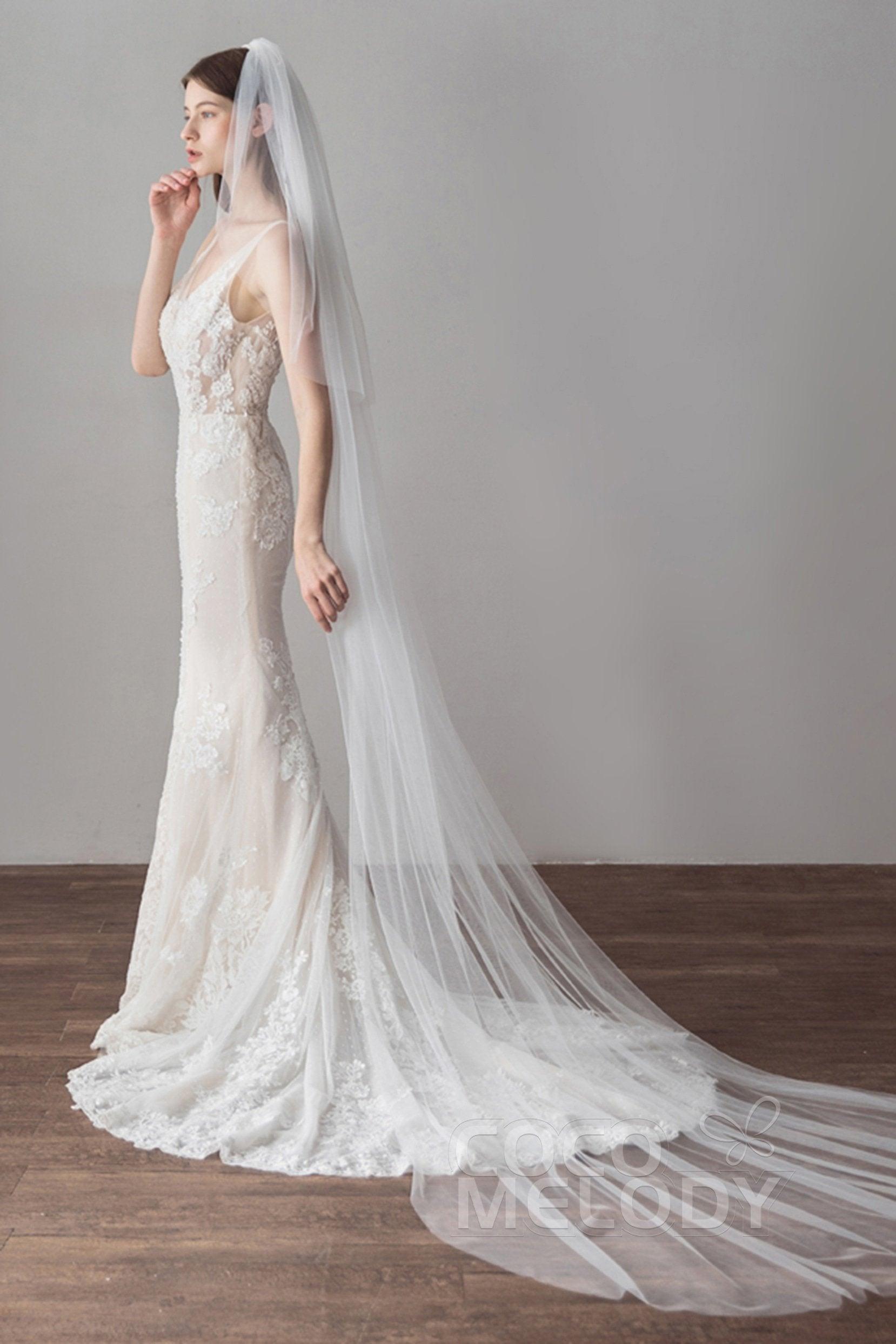 Fashion Two-tier Cut Edge Tulle Chapel Veils AV18030 - COCOMELODY