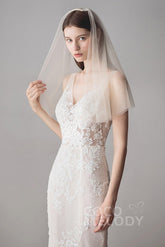 Elegant Two-tier Cut Edge Tulle Elbow Veils AV18035 - COCOMELODY