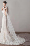 Charming One-tier Cut Edge Tulle Chapel Veils AV18036 - COCOMELODY