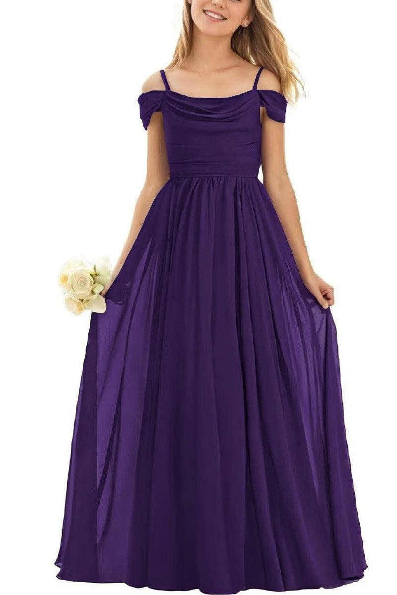 Floor Length Chiffon Junior Bridesmaid Dress B0DFVKW1HW - COCOMELODY