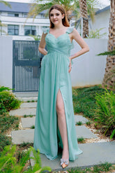 A-Line Floor Length Chiffon Bridesmaid Dress CB0706 - COCOMELODY