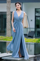 A-Line Floor Length Chiffon Bridesmaid Dress CB0708 - COCOMELODY