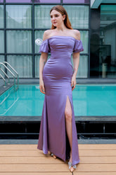 Sheath-Column Floor Length Luxe Satin Bridesmaid Dress CB0712 - COCOMELODY