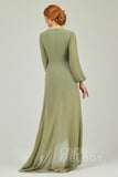 Asymmetrical Sweep-Brush Chiffon Bridesmaid Dress Formal Dresses CB0239CR - COCOMELODY