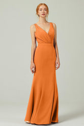 Sheath-Column Floor Length Chiffon Bridesmaid Dress CB0291 - COCOMELODY