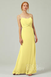 Sheath-Column Floor Length Chiffon Bridesmaid Dress CB0294 - COCOMELODY