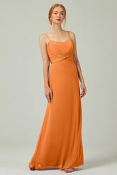 Sheath-Column Floor Length Chiffon Bridesmaid Dress CB0294 - COCOMELODY