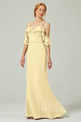 Sheath-Column Floor Length Chiffon Bridesmaid Dress CB0301 - COCOMELODY