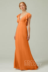 Sheath-Column Floor Length Chiffon Bridesmaid Dress CB0304 - COCOMELODY