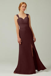 Sheath-Column Floor Length Chiffon Bridesmaid Dress CB0305 - COCOMELODY