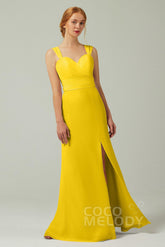 Sheath-Column Floor Length Chiffon Bridesmaid Dress CB0305 - COCOMELODY
