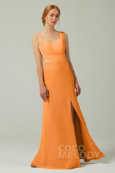 Sheath-Column Floor Length Chiffon Bridesmaid Dress CB0305 - COCOMELODY