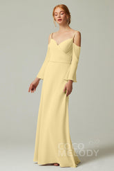 A-Line Floor Length Chiffon Bridesmaid Dress CB0307 - COCOMELODY