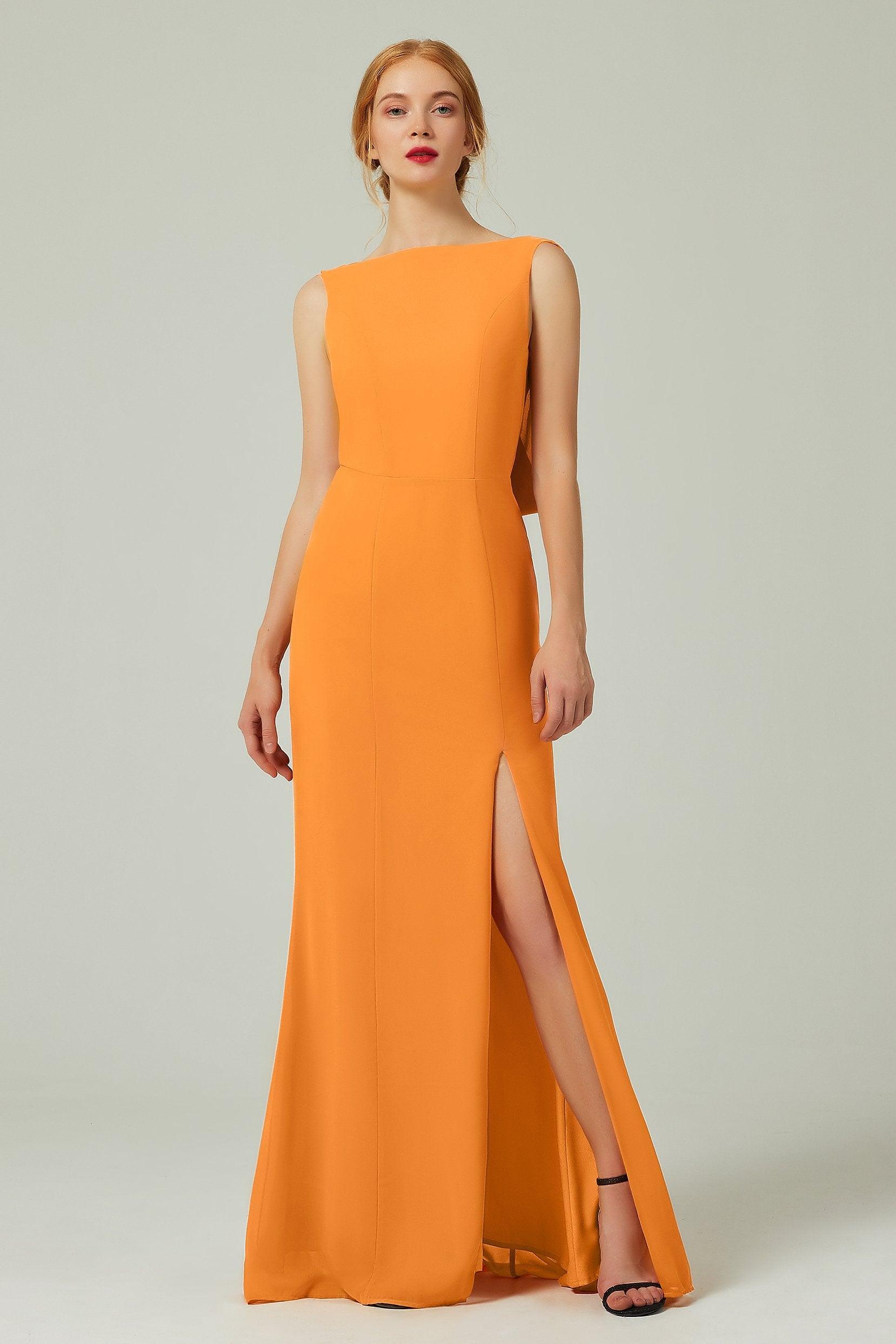 Sheath-Column Sweep-Brush Chiffon Bridesmaid Dress Formal Dresses CB0310PS - COCOMELODY